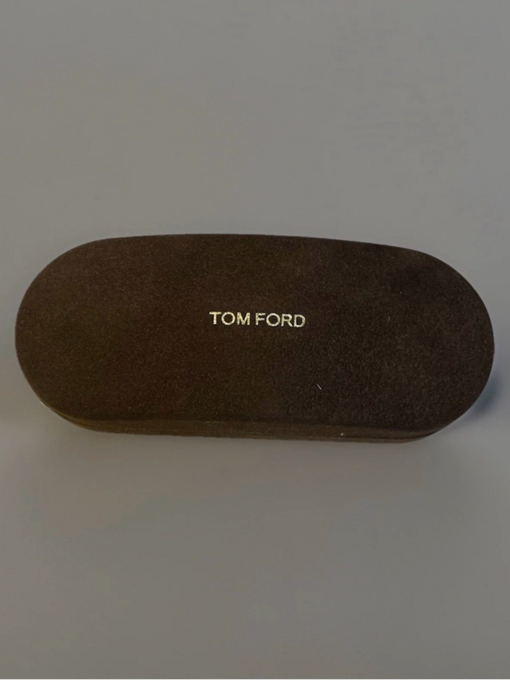 Tom Ford Brown Suede Hard Eyeglass Case for Glasses  with cleaning cloth